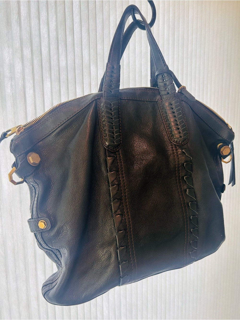 orYANY Black Pebbled Leather Braided-Detail Tote - Picture 2 of 11